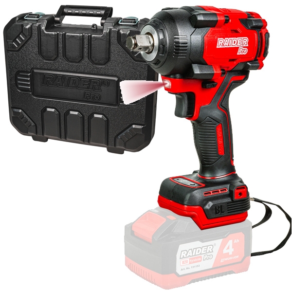 imagine Raider - RDP-55BBIW20 - Masina de insurubat cu impact fara acumulatori si incarcator, Li-Ion, 20 V, - Ah, patrat 1/2 inch, 900 Nm, -, valiza plastic