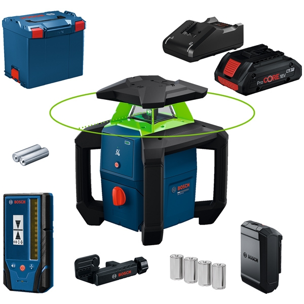 Bosch - GRL 18V-3-31G - Nivela laser rotativa, - m, +/-0.05 mm/m, 600 rot/min, receptor, valiza speciala