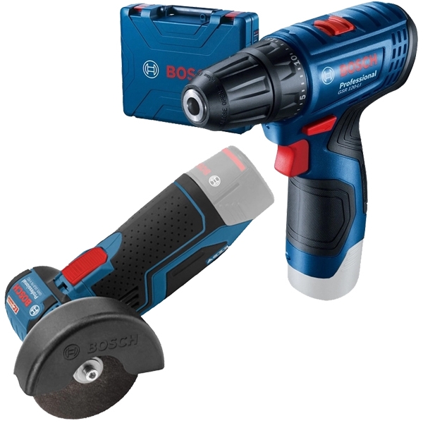 Bosch - GSR 120-LI + GWS 12V-76 - Masina de gaurit si insurubat, 12 V, - Ah, 30 Nm, valiza plastic + Polizor unghiular, 12 V, - Ah, 76 mm