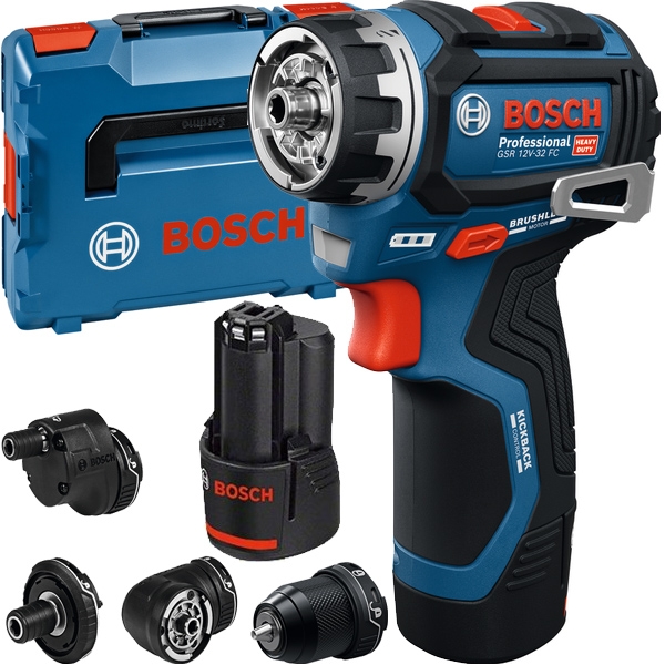 imagine Bosch - GSR 12V-32 FC - Masina de insurubat cu 2 acumulatori, Li-Ion, 12 V, 2 Ah, 32 Nm, motor fara perii, turatie reglabila, valiza speciala, accesor