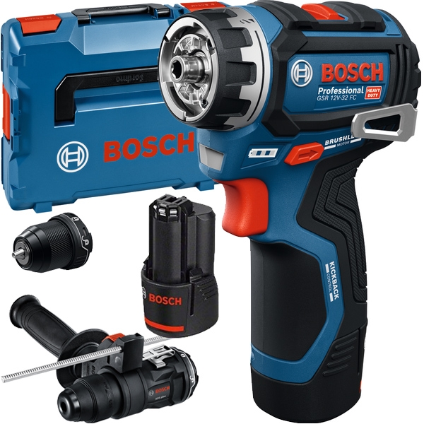 imagine Bosch - GSR 12V-32 FC - Masina de insurubat cu 2 acumulatori, Li-Ion, 12 V, 2 Ah, 32 Nm, motor fara perii, turatie reglabila, valiza speciala, accesor