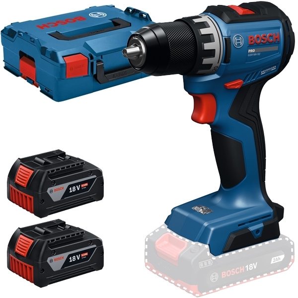 imagine Bosch - GSR 18V-52 - Masina de gaurit si insurubat cu 2 acumulatori si incarcator, Li-Ion, 18 V, 5 Ah, 70 Nm, valiza speciala