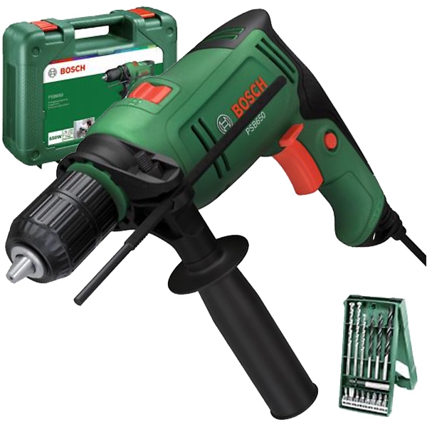 imagine Bosch - PSB650 - Masina de gaurit cu percutie, 650 W, mandrina rapida, 13 mm, valiza plastic, accesorii