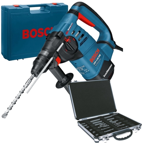 imagine Bosch - GBH 3-28 DRE + 2608579916 - Rotopercutor SDS-Plus, 800 W, 3.1 J, valiza plastic + Set SDS-Plus, 9 burghie, 2 dalti, cutie metal