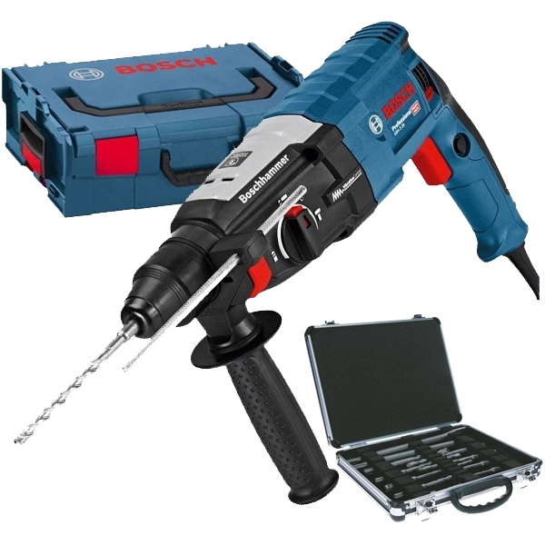 imagine Bosch - GBH 2-28 + 2608579916 - Rotopercutor SDS-Plus, 880 W, 3.2 J, sistem antivibratii, protectie suprasarcina, valiza speciala + Set SDS-Plus, 9 bu