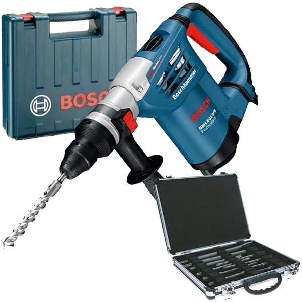 imagine Bosch - GBH 4-32 DFR + 2608579916 - Rotopercutor SDS-Plus, 900 W, 4.2 J, mandrina interschimbabila, valiza plastic + Set SDS-Plus, 9 burghie, 2 dalti,