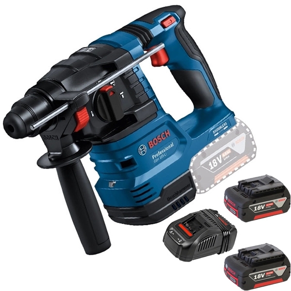imagine Bosch - GBH 18V-22 + 1600A00B8J - Rotopercutor SDS-Plus, 1.9 J + Set 2 acumulatori si incarcator, Li-Ion, 18 V, 5 Ah