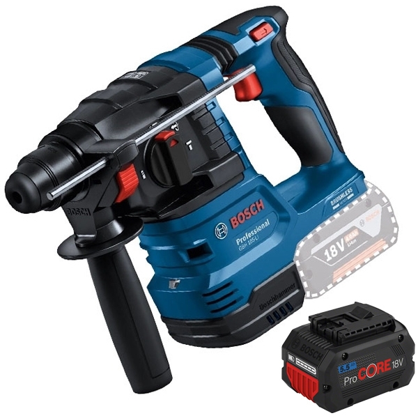 imagine Bosch - GBH 18V-22 + ProCORE - Rotopercutor SDS-Plus, 1.9 J + Acumulator, Li-Ion, 18 V, 5.5 Ah