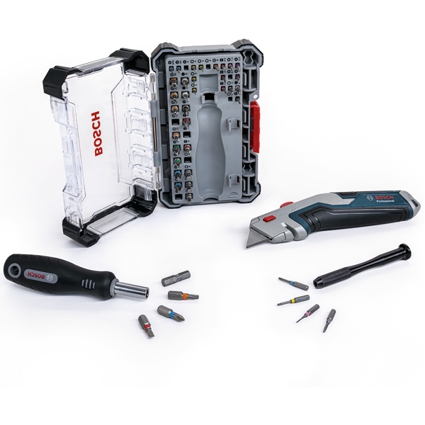 imagine Bosch - Precision Bit Set + Utility Knife Kit - Set capete de insurubare, mixte, 43 bucati