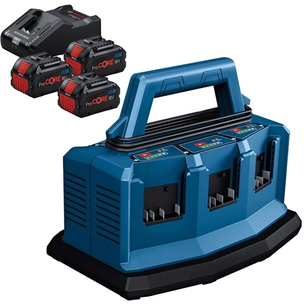 imagine Bosch - 0615A5004Y + GAL 18V6-80 - Set 3 acumulatori si incarcator, Li-Ion, 18 V, 8 Ah + Incarcator multiplu acumulatori Li-Ion, 18 V