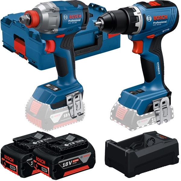 Bosch - GDX 18V-285 + GSR 18V-65 - Masina de insurubat cu impact, 285 Nm, M8-M18 + Masina de gaurit si insurubat, 65 Nm + Set 2 acumulatori si incarcator, Li-Ion, 18 V, 5 Ah + valiza speciala Bosch - GDX 18V-285 + GSR 18V-65 - Masina de insurubat cu impact, 285 Nm, M8-M18 + Masina de gaurit si insurubat, 65 Nm + Set 2 acumulatori si incarcator, Li-Ion, 18 V, 5 Ah + valiza speciala