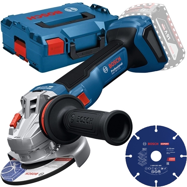 imagine Bosch - GWS 18V-11 S - Polizor unghiular fara acumulatori si incarcator, Li-Ion, 18 V, - Ah, 125 mm, valiza speciala, accesorii