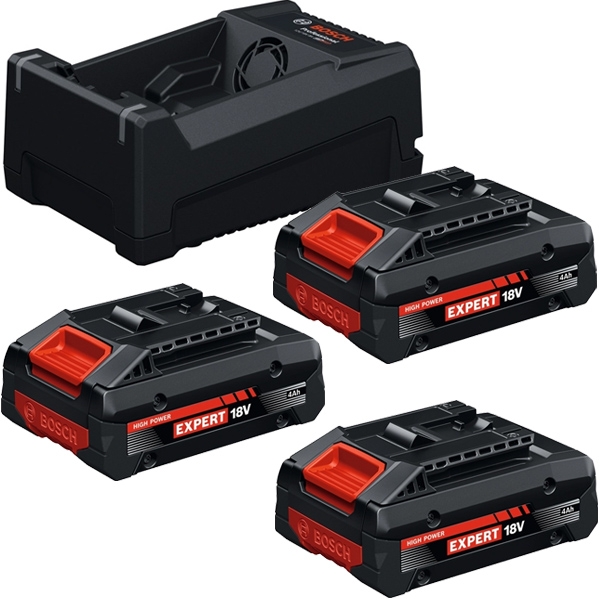 imagine Bosch - EXPERT 3xEXBA18V-40 + GAL12V/18V - Set 3 acumulatori si incarcator, Li-Ion, 18 V, 4 Ah, incarcare rapida