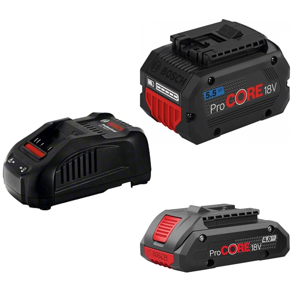 imagine Bosch - ProCORE - Set 2 acumulatori si incarcator, Li-Ion, 18 V, 4/5.5 Ah