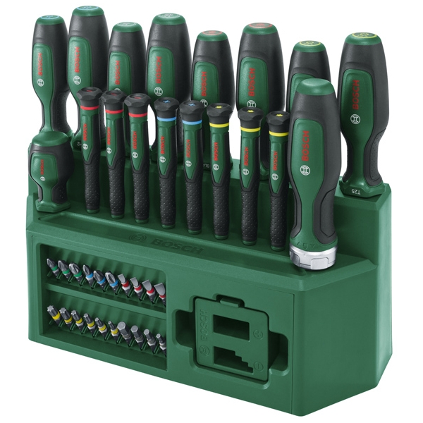 imagine Bosch - 1600A02Z9L - Trusa scule de mana surubelnite si biti, 39 bucati