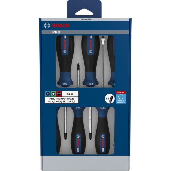 imagine Bosch - PRO PH/PZ/SL - Set surubelnite cu profil PH, PZ si plat, 6 bucati