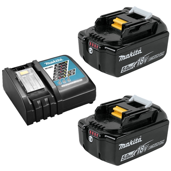 imagine Makita - 197570-9 - Set 2 acumulatori si incarcator, Li-Ion, 18 V, 5 Ah