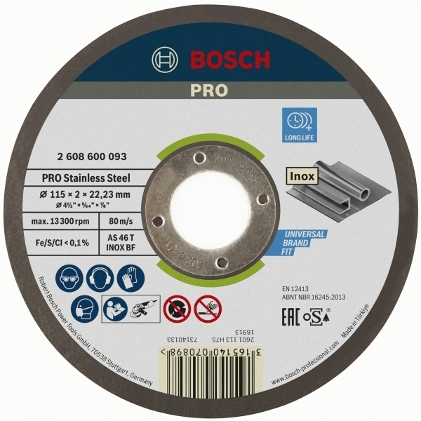 imagine Bosch - PRO Stainless Steel - Set discuri taiere inox, 115x22.2x2 mm, 25 buc