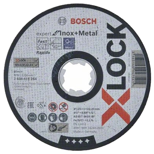 imagine Bosch - 2608619264 - 25 x Disc taiere inox si metal, 125x22.2x1 mm, X-LOCK