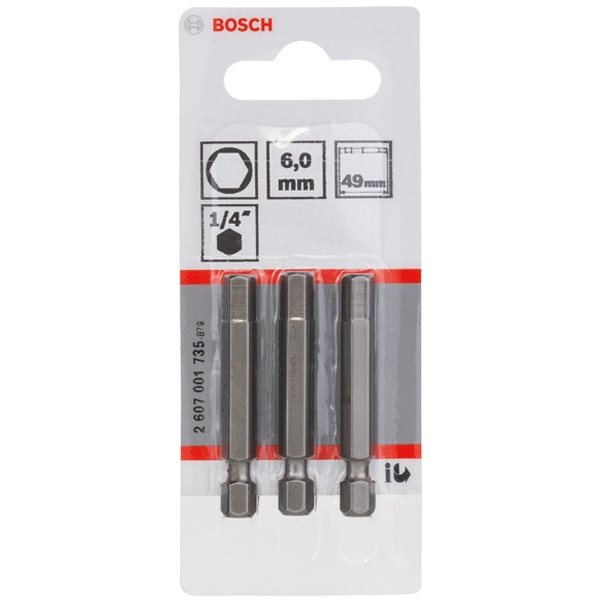 imagine Bosch - 2607001735 - Set capete de insurubare, profil HEX6, 3 bucati