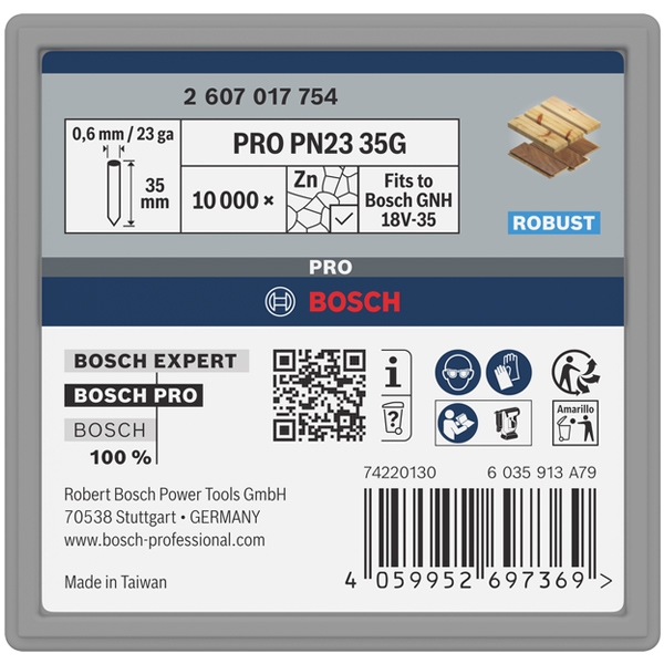 imagine Bosch - PRO PN23 G - Set cuie, fara cap, - grade, 35 mm, GNH 18V-35, 10000 bucati