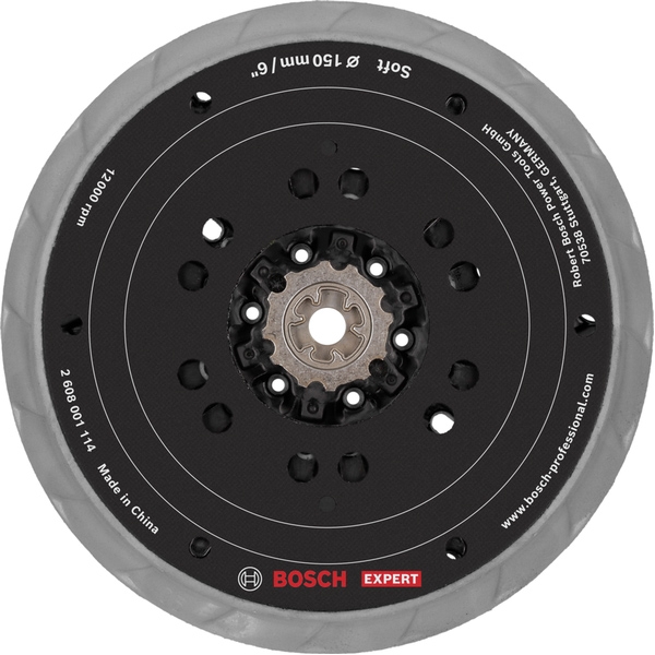 imagine Bosch - EXPERT Sanding Pad - Placa de slefuire rotunda cu scai, 150 mm , 12 gauri, compozitie moale, EXEX 18V-150-5, GEX 18V-150-3