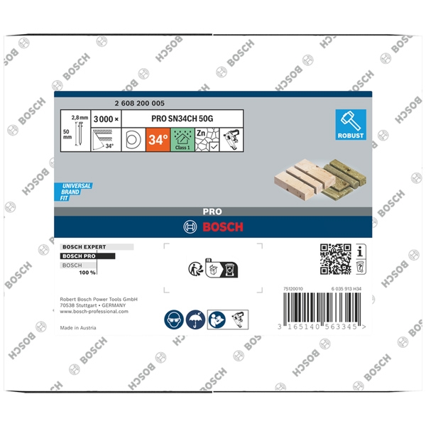 imagine Bosch - PRO SN34CH - Set cuie, cap D, inclinare 34 grade, 50 mm, GSN 90-34 DK, 3000 bucati