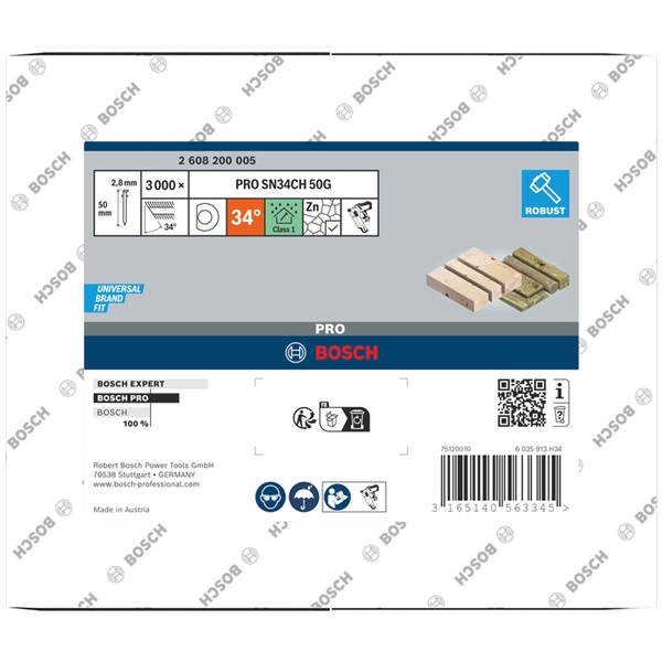imagine Bosch - PRO SN34CH - Set cuie, cap D, inclinare 34 grade, 90 mm, GSN 90-34 DK, 2500 bucati