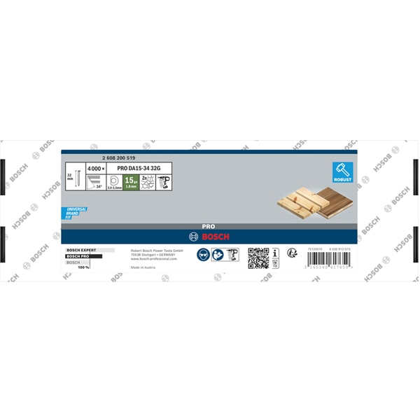 imagine Bosch - PRO DA15-34 DA - Set cuie, cap rotund, inclinare 34 grade, 32 mm, GNH 18V-64 MD, 4000 bucati