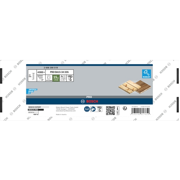imagine Bosch - PRO DA15-34 DA - Set cuie, cap rotund, inclinare 34 grade, 50 mm, GNH 18V-64 MD, 4000 bucati