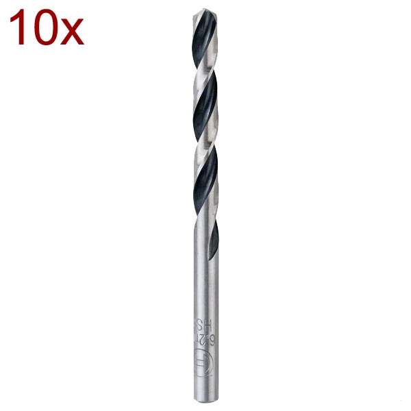 imagine Bosch - 2608577230 - Set 10 burghie metal, HSS-PointTeq, 6.2  mm, tija cilindrica
