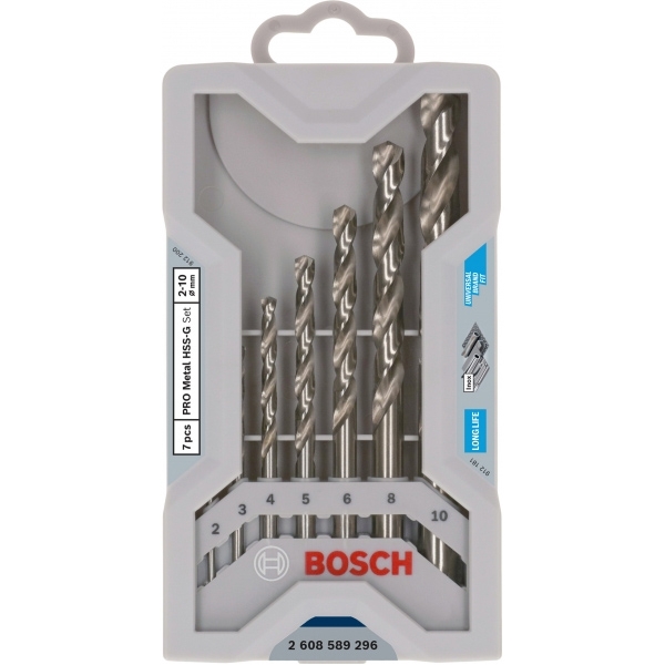 imagine Bosch - PRO Stainless Steel HSS-Co - Set burghie metal, HSS-CO, 2-10  mm, tija cilindrica, 7  bucati