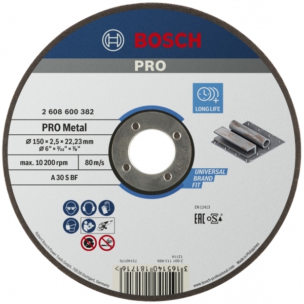 imagine Bosch - PRO Metal - Disc taiere metal,  150x22.2x2.5 mm, 1 buc