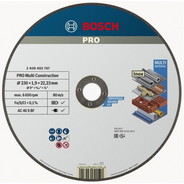 imagine Bosch - PRO Multi Material - Disc taiere multimaterial,  230x22.2x1.9 mm, 1 buc