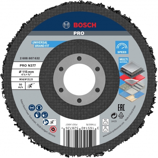 imagine Bosch - PRO N377 - Disc de curatare, 115x22.23 mm, metal, zidarie