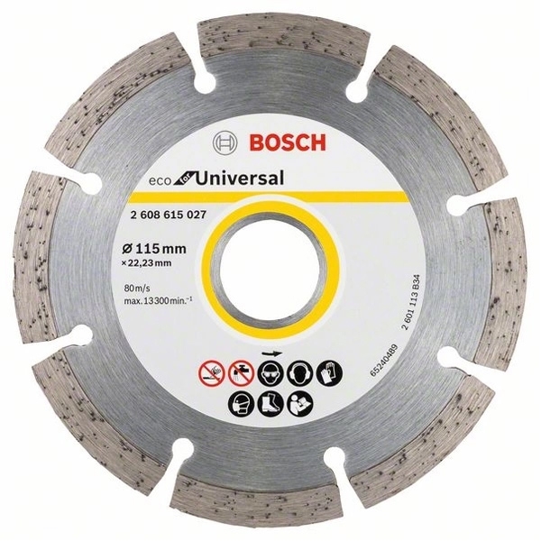 imagine Bosch - ECO for Universal - Disc diamantat de taiere segmentat,  115x22.2x2 mm, taiere uscata, 10 bucati