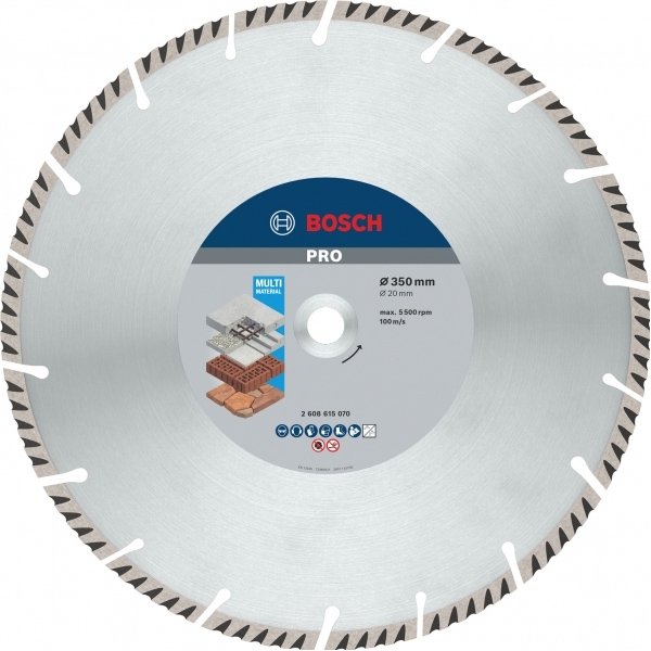 imagine Bosch - PRO Multi Material - Disc diamantat de taiere segmentat,  350x20x3.3 mm, taiere umeda si uscata