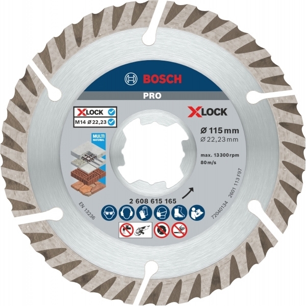 imagine Bosch - PRO Multi Material - Set discuri diamantate de taiere segmentat,  115x22.2x2 mm, taiere uscata, 2 bucati