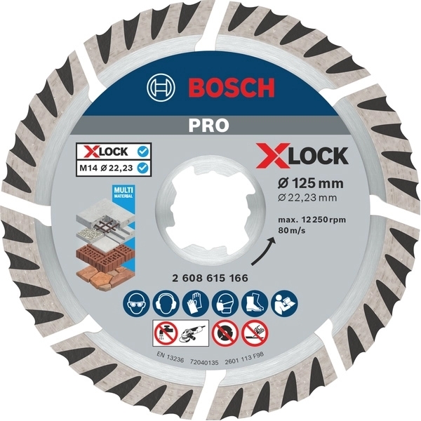 imagine Bosch - PRO Multi Material - Set discuri diamantate de taiere segmentat,  125x22.2x2 mm, taiere uscata, 2 bucati