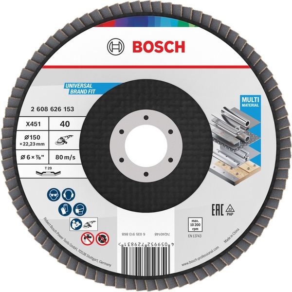 imagine Bosch - X451 - Disc lamelar, profil convex,  150x22.2 mm, granulatie 40