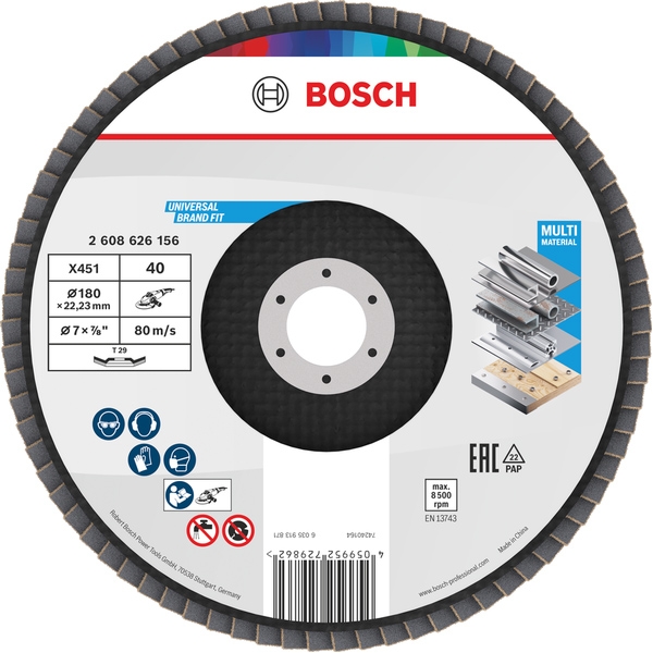 imagine Bosch - X451 - Disc lamelar, profil convex,  180x22.2 mm, granulatie 40