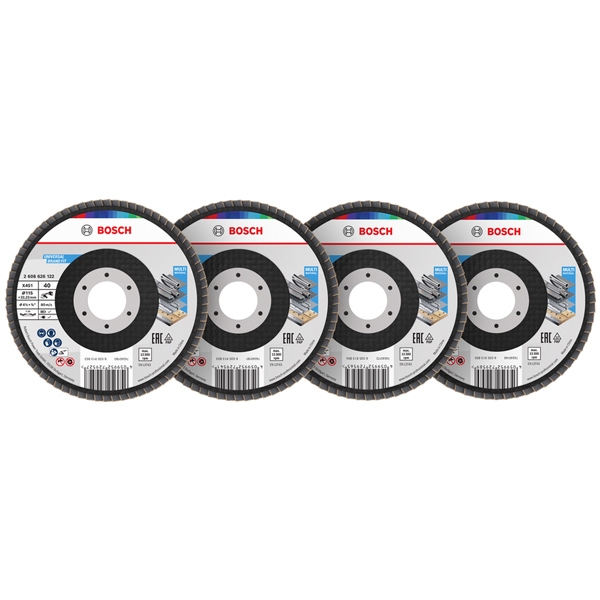 imagine Bosch - X451 - Set discuri lamelare, profil convex,  115x22.2 mm, granulatie mixta, 60 bucati