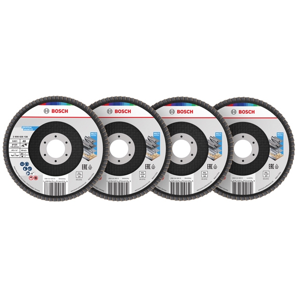 imagine Bosch - X451 - Set discuri lamelare, profil convex,  125x22.2 mm, granulatie mixta, 60 bucati