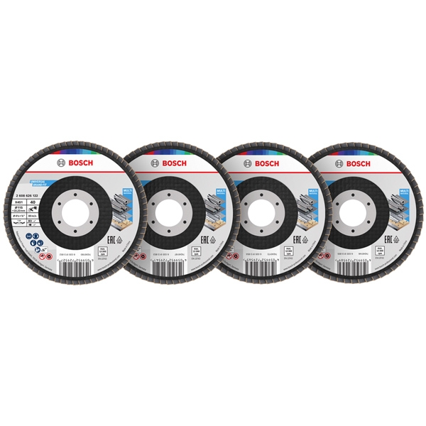 imagine Bosch - X451 - Set discuri lamelare, profil convex,  115x22.2 mm, granulatie mixta, 15 bucati