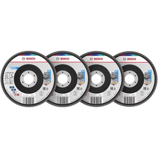 imagine Bosch - X451 - Set discuri lamelare, profil drept,  125x22.2 mm, granulatie mixta, 60 bucati