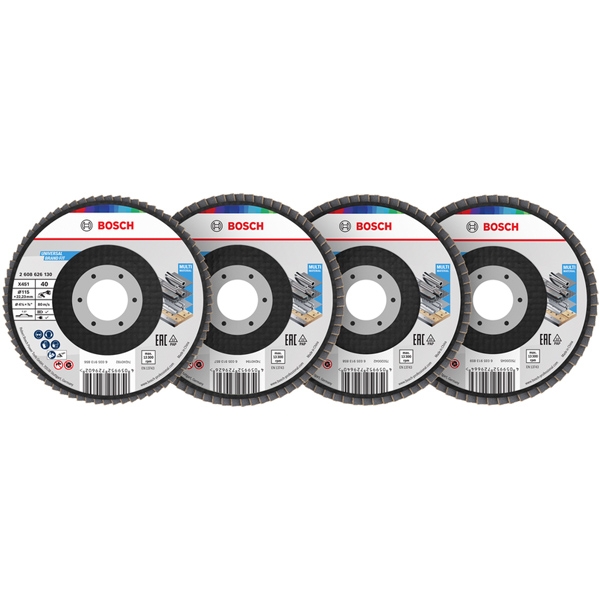 imagine Bosch - X451 - Set discuri lamelare, profil drept,  115x22.2 mm, granulatie mixta, 15 bucati