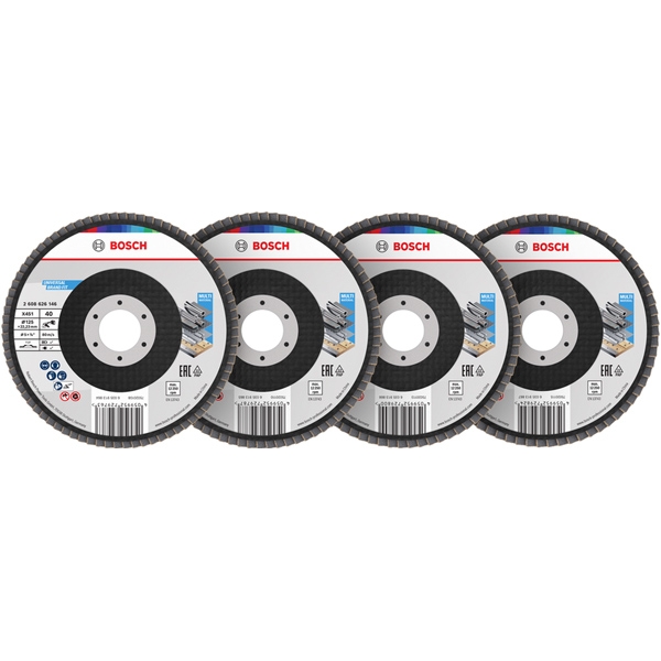 imagine Bosch - X451 - Set discuri lamelare, profil drept,  125x22.2 mm, granulatie mixta, 15 bucati
