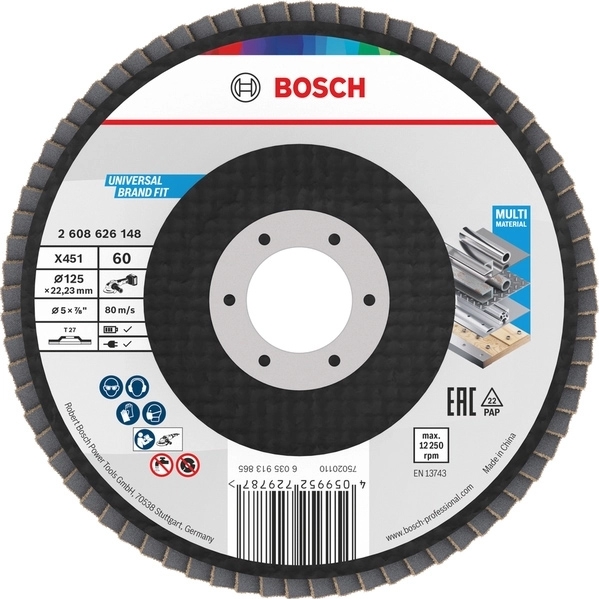 imagine Bosch - X451 - Set discuri lamelare, profil drept,  125x22.2 mm, granulatie 60, 15 bucati
