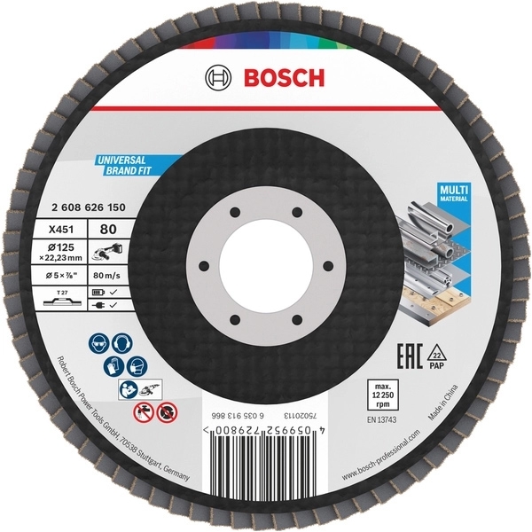 imagine Bosch - X451 - Set discuri lamelare, profil drept,  125x22.2 mm, granulatie 80, 15 bucati