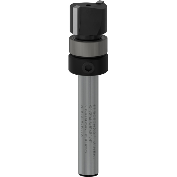 Bosch - PRO Router Bit - Freza de profilat,  12,7x9.5x56 mm, tija 6.35 mm, furnir, HPL Material laminat la presiune inalta, lemn de esenta moale, lemn de esenta tare, placa aglomerata